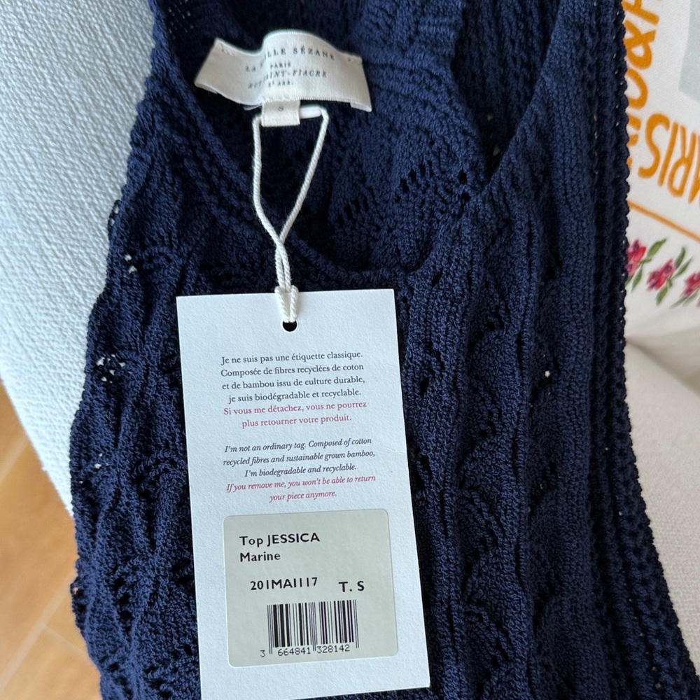 Sézane Jessica top Navy Tank Top - Picture 6 of 6